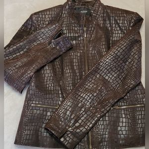 Alfani Petite Brown Leather  Jacket Medium